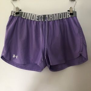 Purple Under Armour training shorts